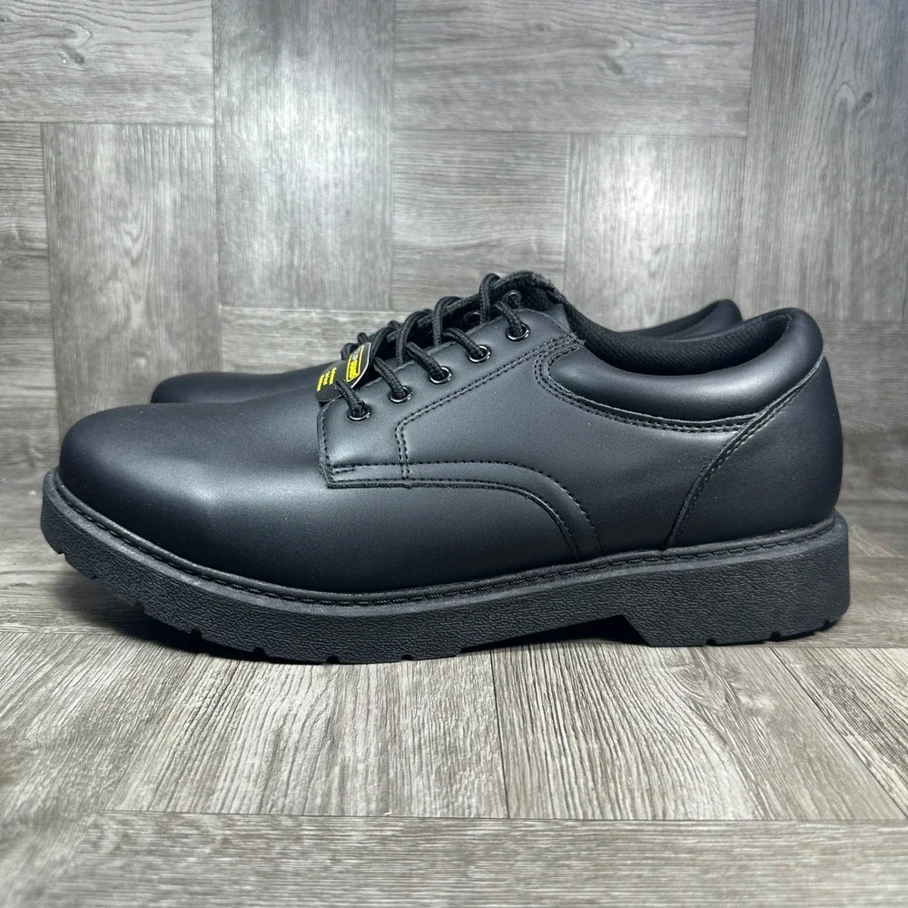 Perry Ellis Work Shoes Mens 12 Wide Black Slip Resistant Oxford Uniform NEW